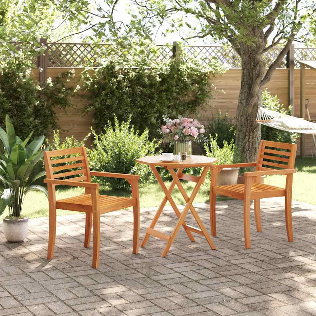 Tavolo da giardino pieghevole, diametro 70 x 75 cm, in legno di acacia, per terrazza, balcone, giardino, veranda, cortile, per esterni, campeggio, picnic