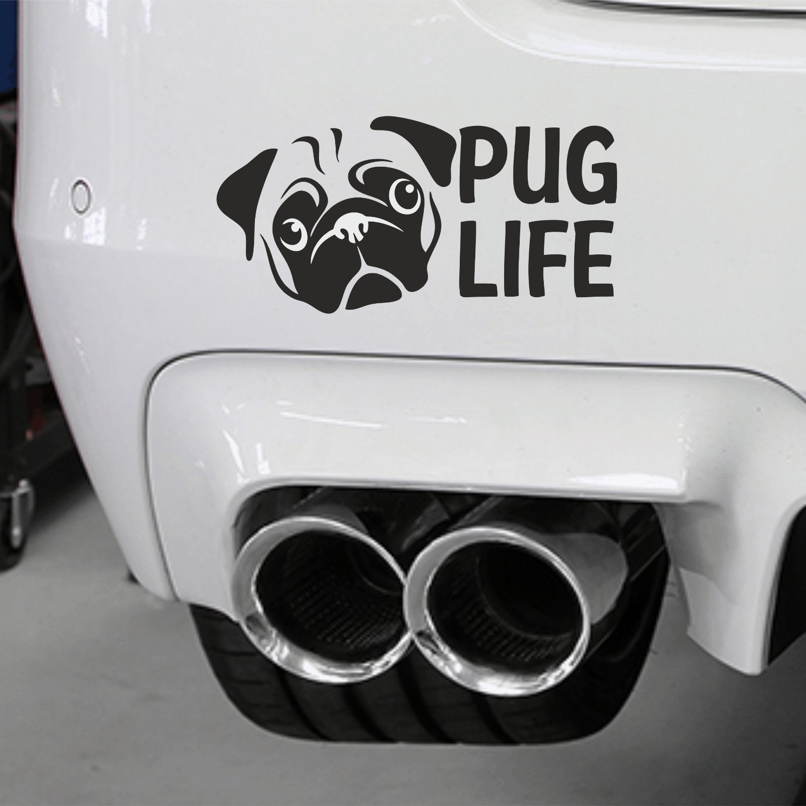 Watershed Designs Black Pug Life Sticker Window Or Bumper Animal Lovers Pug Owners And Pug Lovers (Black)