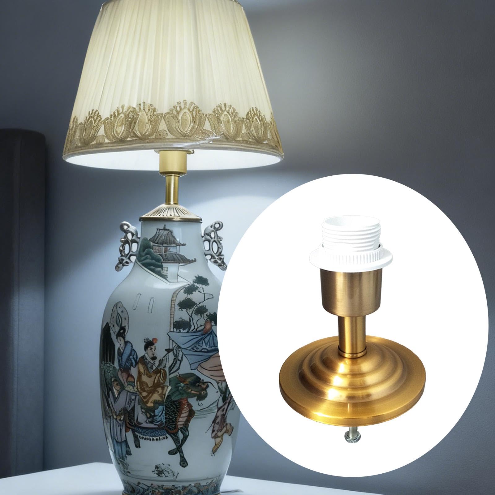 Portalampada Base Lampada Tavolo Porta Lampada E27 Accessori Illuminazione Metallo Ferro Fissaggio Facile Installazione Adatto per Fai da Te, Style D