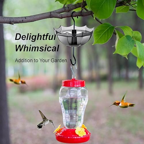 Miniatura 7 de TERULF Foso de hormigas para comederos de colibríes para exteriores, paquete de 4 unidades de 5 onzas x 4 unidades de paraguas negro para colibríes,