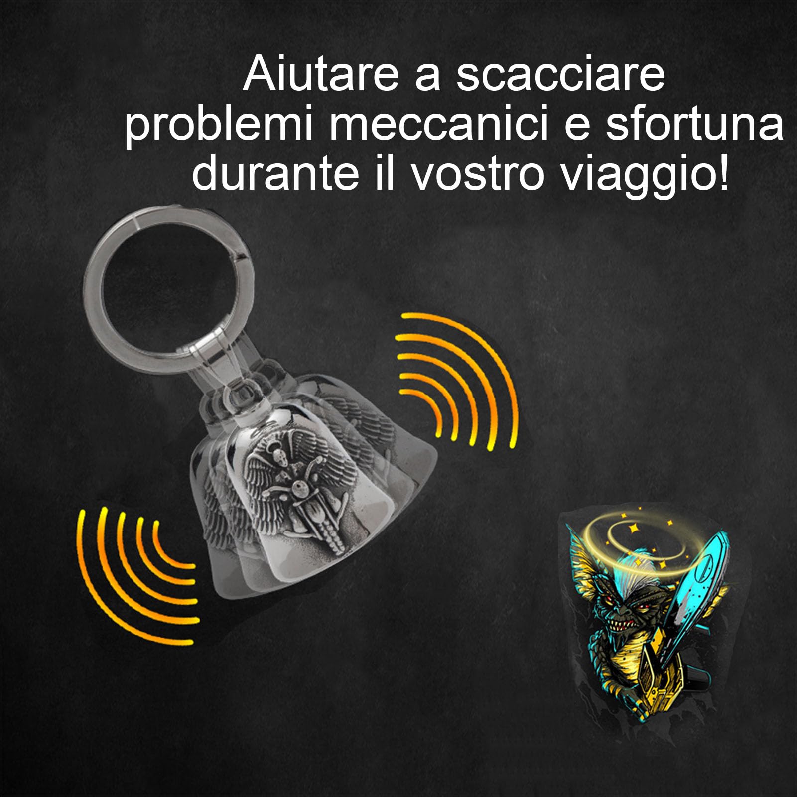 Campana Portafortuna Guardian Bell Per Moto – Acciaio Inox Con Portachiavi – Regalo Per Motociclisti