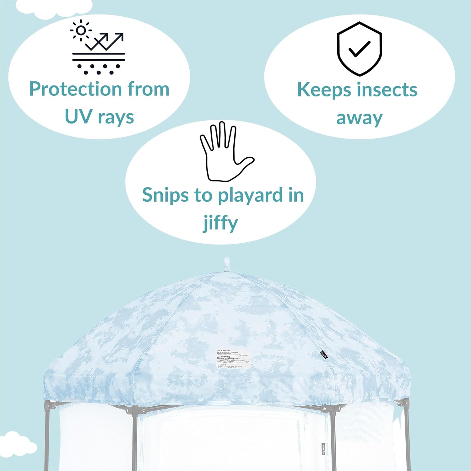 Dream On Me Onyx Playpen Canopy, Sky Blue