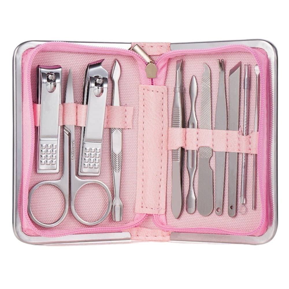 Kit de manucure avec étui de voyage luxueux rose idée cadeau