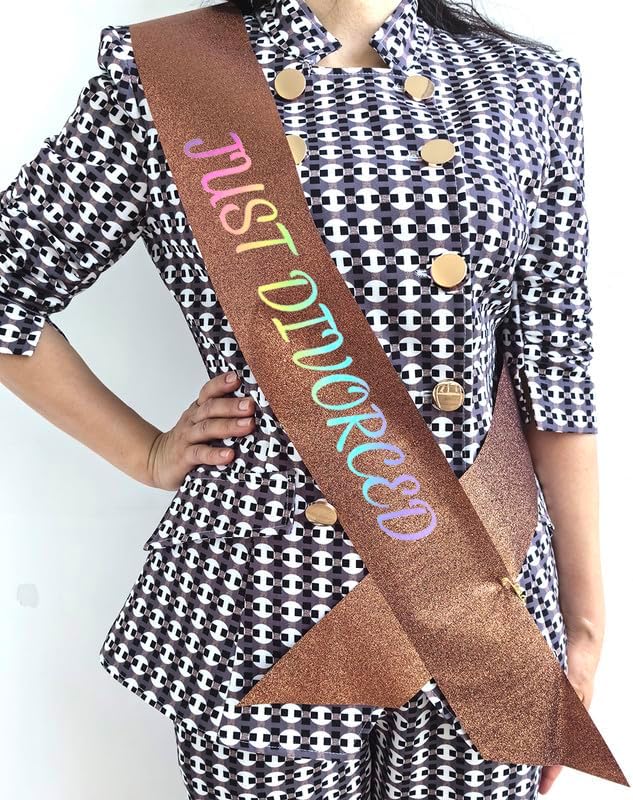 Just Divorced Party Sash Crown Kit Funny Divorced Gifts for Women, Black Crown Brown Sash Happy Divorce Party Decorations Decor Supplies image 4
