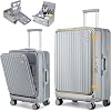 Sea choice 2 Piece Luggage Set 2028 Front Opening Luggage PC Hard Shell Suitcase Top Opening Luggage Suitcase with USB Port Cupholder TSA Lock 4 Wheels