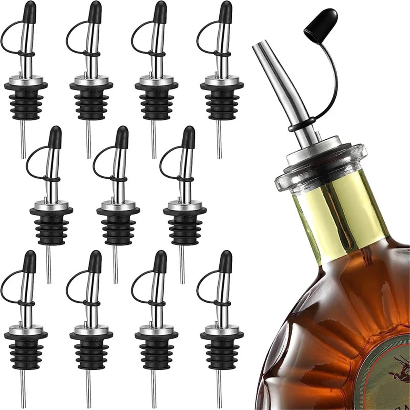 Bouchons à vin 30 pièces becs verseurs rapides en acier inoxydable avec bouchon caoutchouc d'alcool conique lavable au lave-vaisselle hygiénique for le Champagne frais