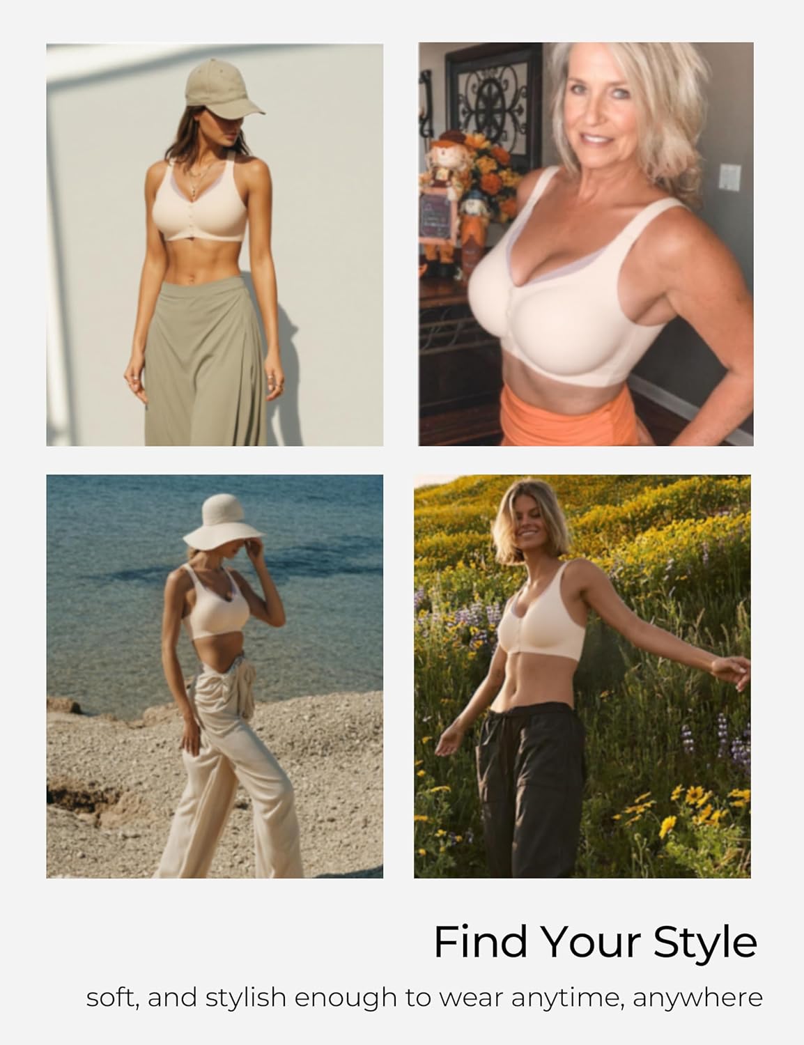 Gailife V Neck Jelly Front Closure Bras for Women Wireless Full Coverage Mastectomy Bralettes Seamless Everyday Bra - Image 6