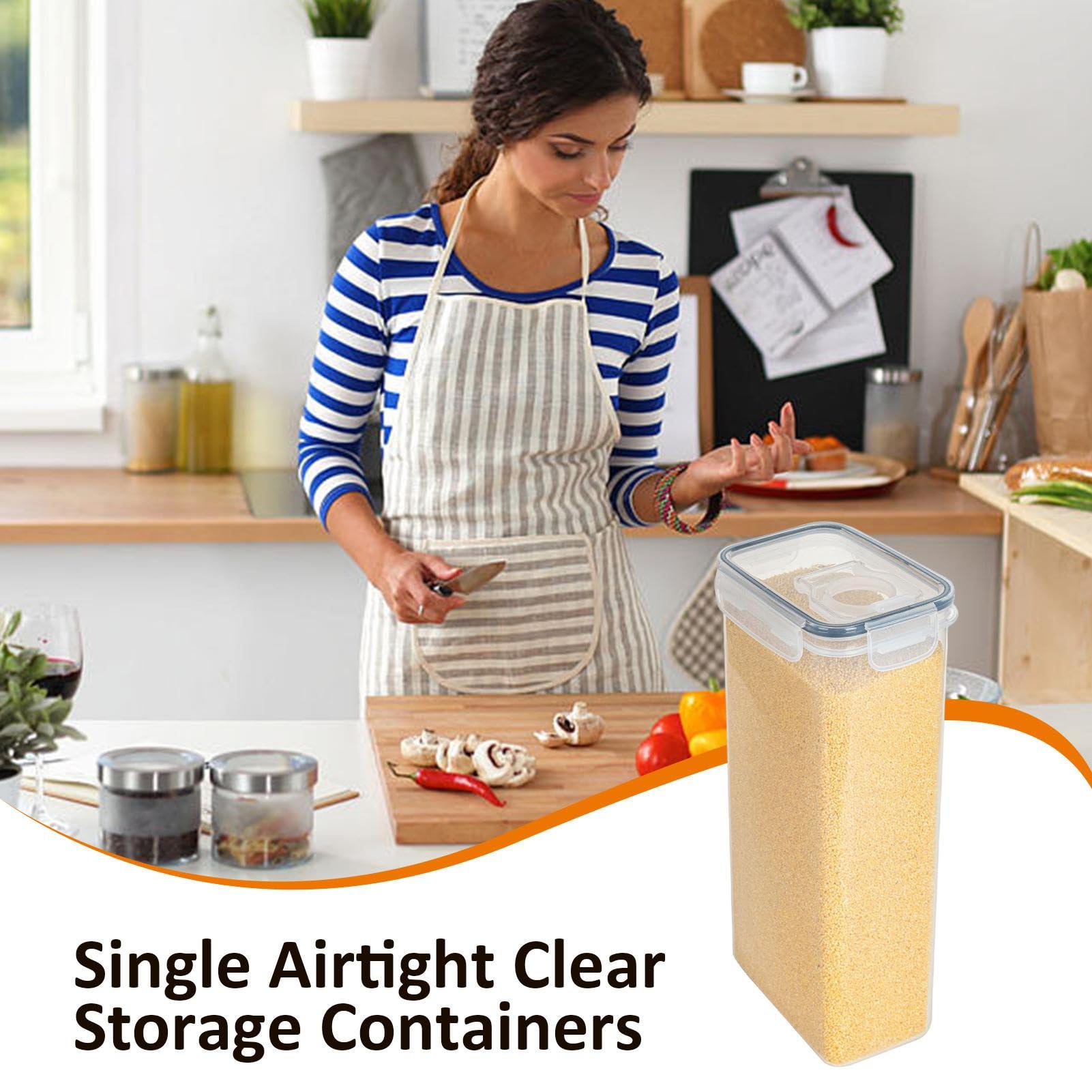5Piezas Botes Cocina Almacenaje, Recipientes para Alimentos, Contenedores Alimentos Herméticos, Recipientes de Alimentos con Tapa, Contenedores de Almacenamiento de Alimentos para Cereales, Harina