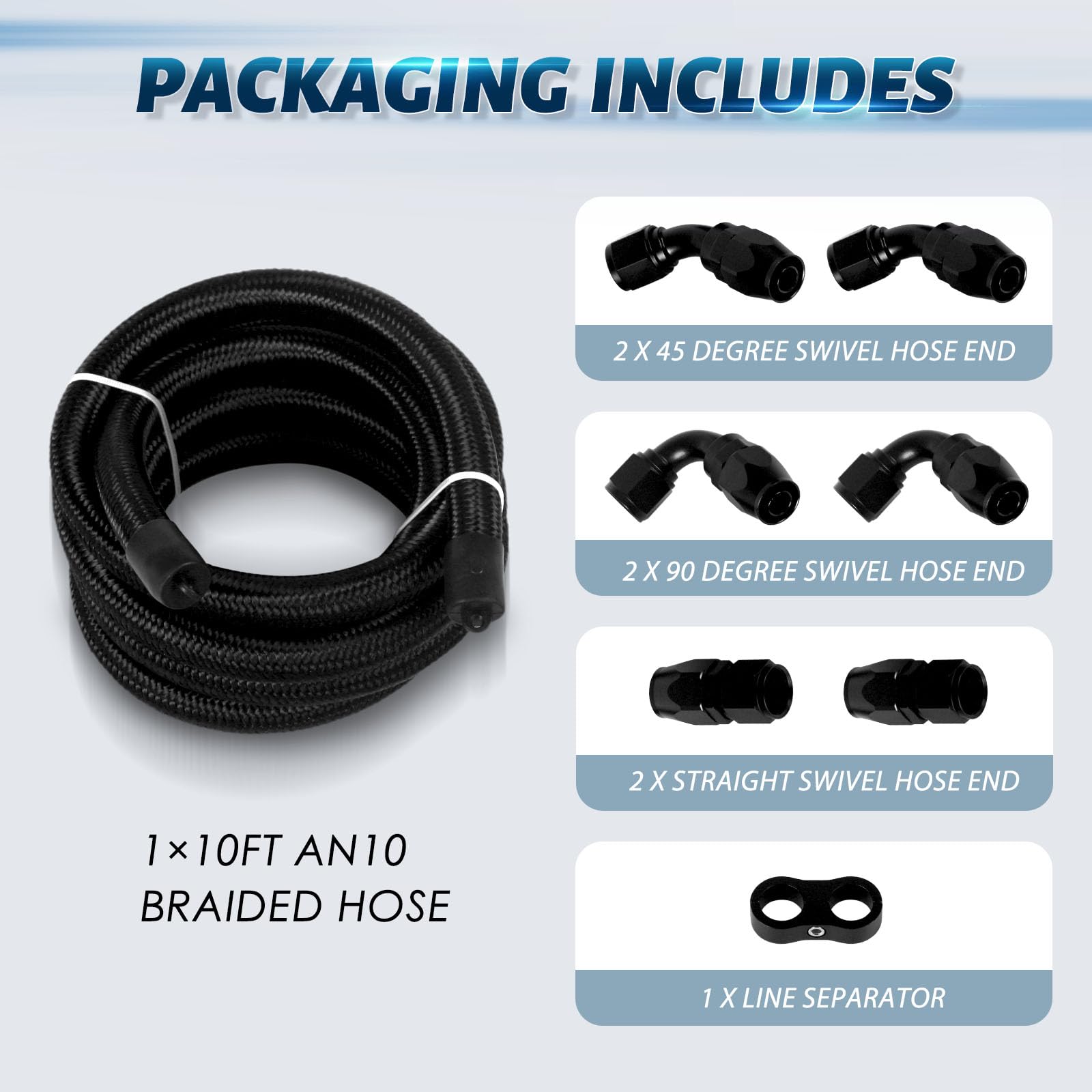 CPE 10 FT Nylon Braided Fuel Line 8AN 8AN Oil/Gas/Fuel Hose End Fittings Kit | UK - View #6