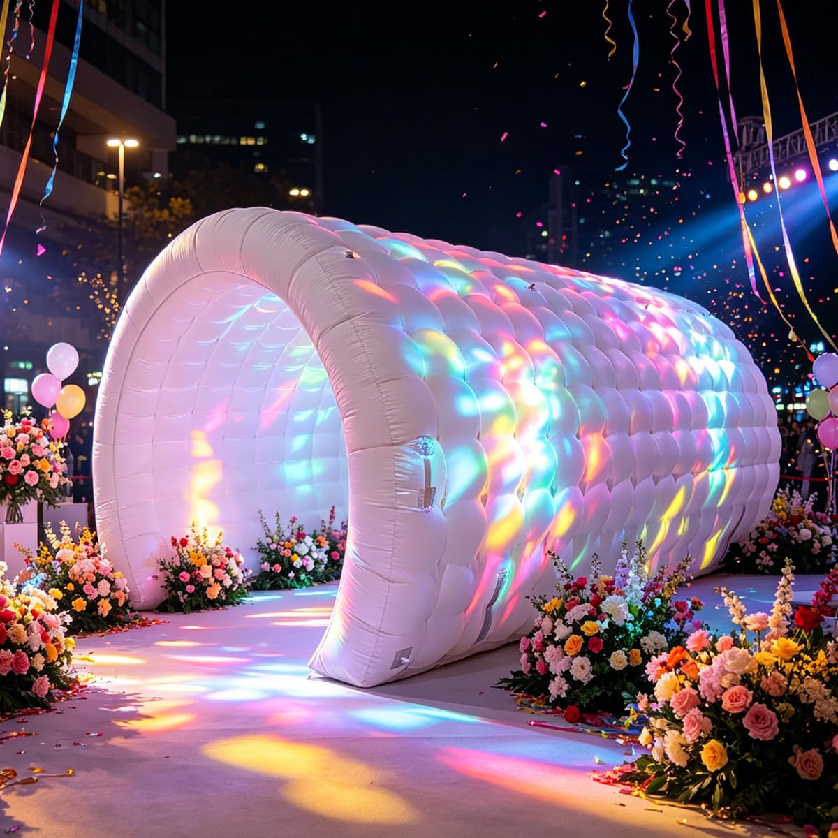 17FT Aufblasbarer Tunnel Eingang mit 350W Gebläse & LED-Lichtleiste