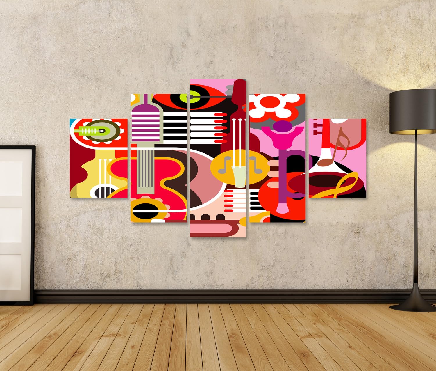islandburner Quadro su tela Musica Strumenti in Colorato Pop Art Grafica Immagini Poster