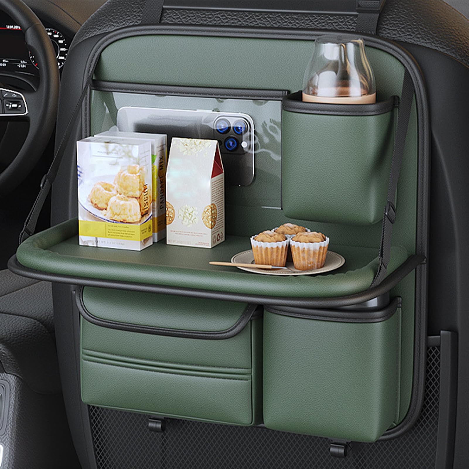 Autositz-Rücksitz-Organizer – Mehrzweck-Tablett und Aufbewahrungstasche | 8 Taschen, Fahrzeugsitz-Lückenhalter, wasserdichter Auto-Rücksitz-Organizer für Spielzeug, Bücher, Handys, für Pendler, Arbei