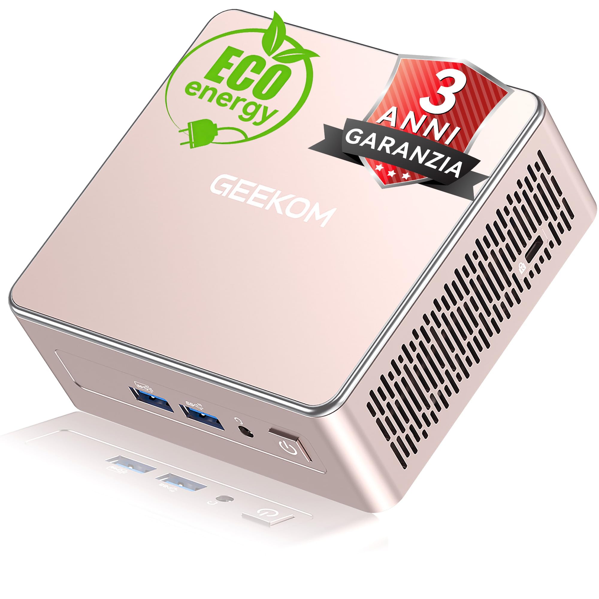 GEEKOM A5 [Il Mini PC Definitivo per Casa e Ufficio]con AMD Ryzen 5 7430U(fino a 4.3GHz)|16GB RAM DDR Espandibile(Non LPDDR)| 512GB SSD | Mini PC Windows 11| 8K | USB 3.2 | Slot SD