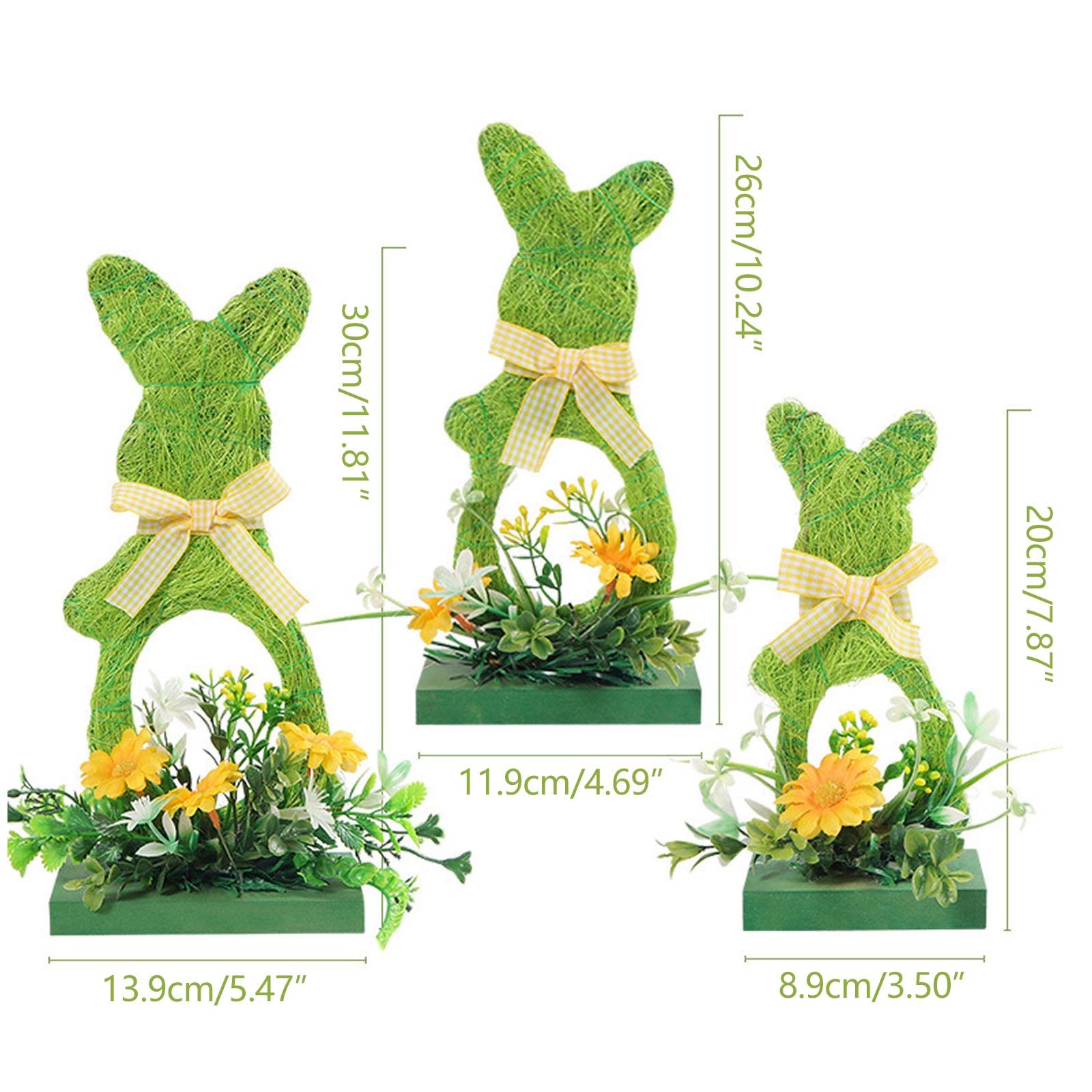 Confezione da 3 decorazioni pasquali con coniglietto verde: ornamento pasquale in legno per conigli, decorazioni artigianali da tavolo, forniture per feste, per l ' artigianato in casa, soggiorno