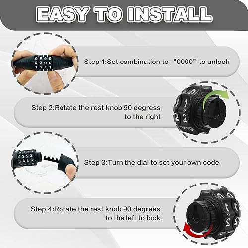 Miniatura 5 de Cable de bloqueo de bicicleta, accesorios para bicicleta, cerraduras de bicicleta resistentes antirrobo, cerradura de cable de combinación para