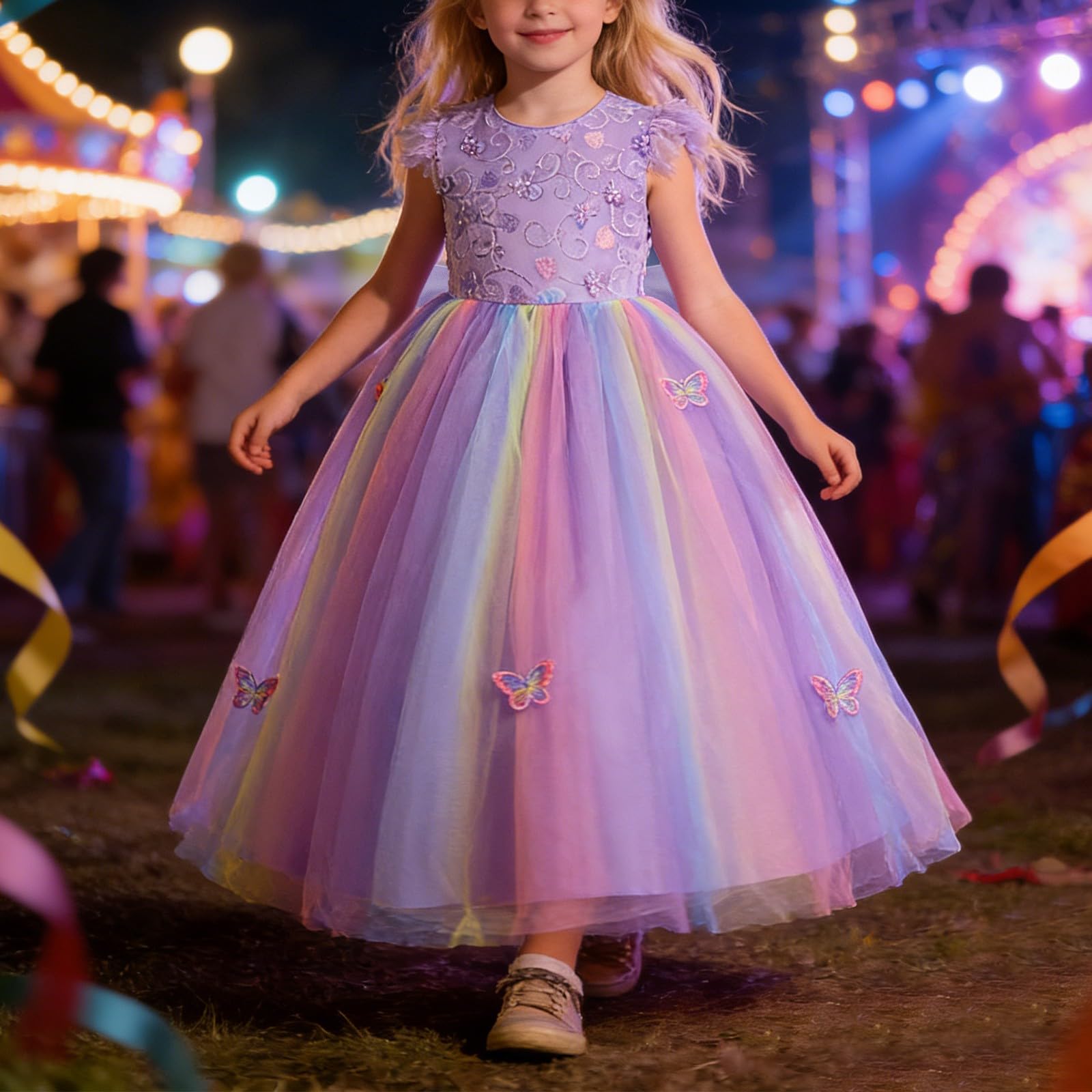 Festliches Mädchenkleid mit Schleife glitzerndem Tutu-Rock für Elegante Partys ideal für besondere Anlässe sommerliches Partykleid für von 8 bis 12 Jahren pflegen vielseitig tragbar