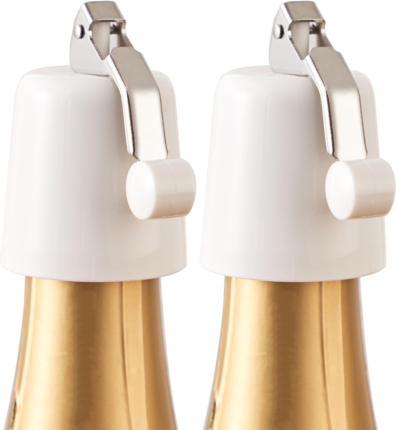 Wine Bottle Stoppers - Reusable Airtight & Leak-Proof Silicone Sealers | for Standard Red/White/Rosé Bottles, Ideal Wine Saver Gift Set for Home, Bar & Party , 2 Pack(White)