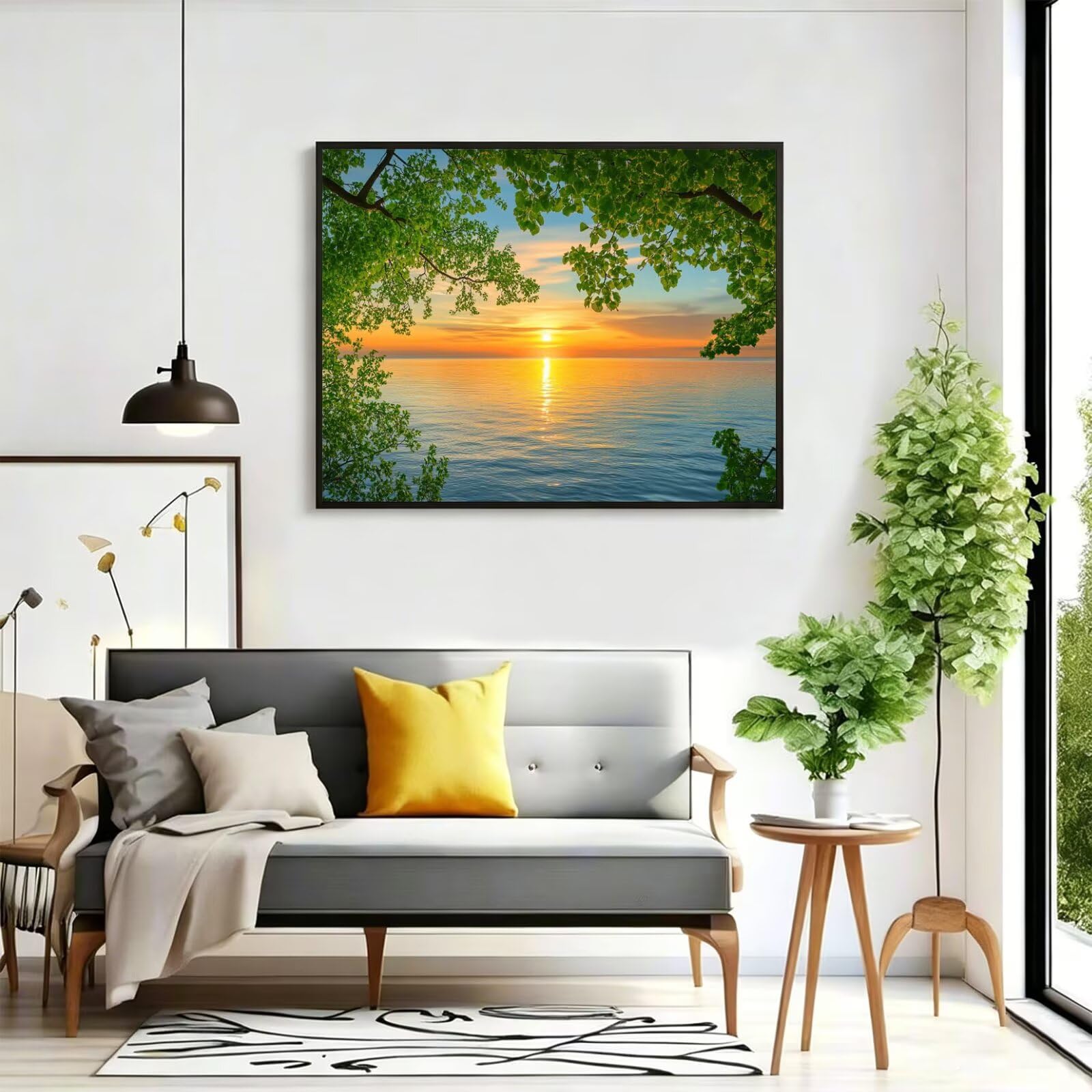 Pintar por Numeros planta Pinturas Acrilicas Atardecer Pintura por Numeros Lienzos para Pintar, Pintura Acrilica Manualidades, Decoración para Hogar, Regalos Cumpleaños, 90x120cm Sin Marco, q-982