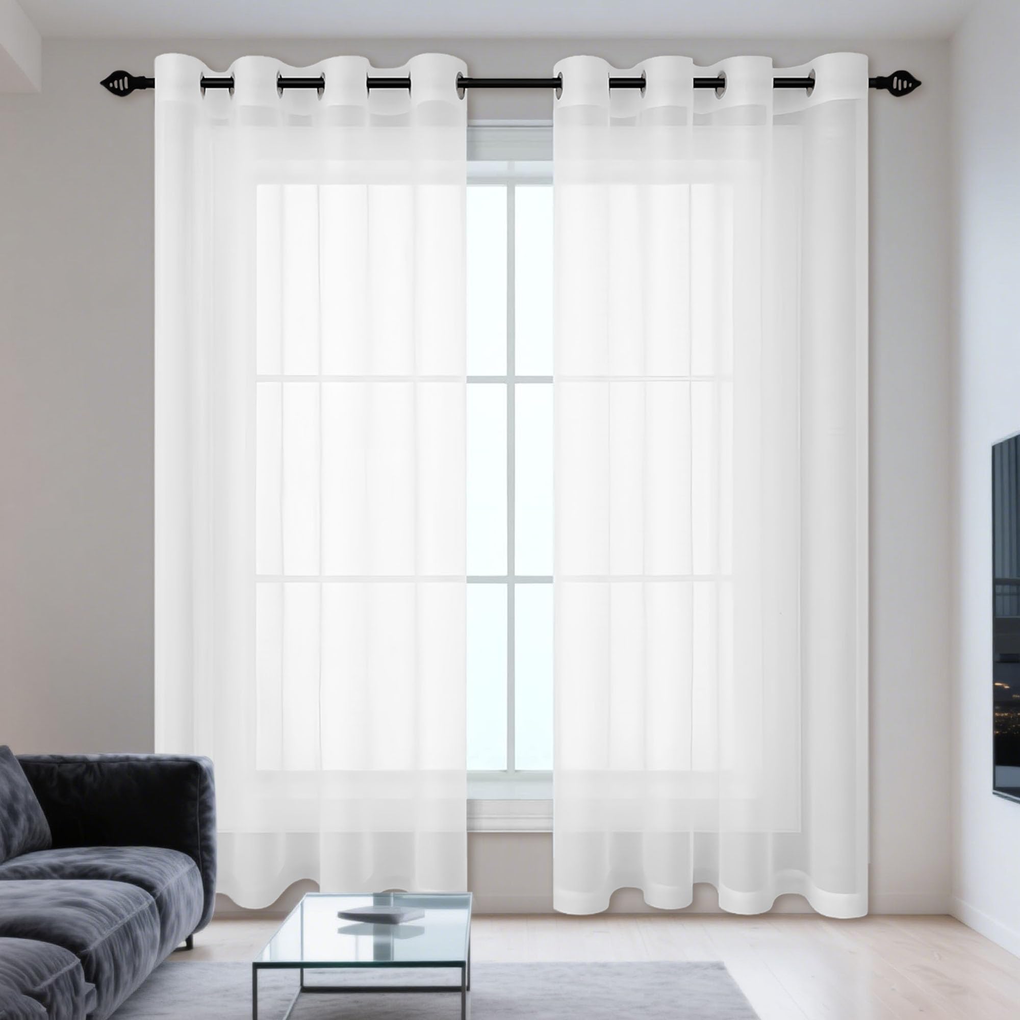 Rideau court anti soleil pour protéger vos meubles voilage blanc