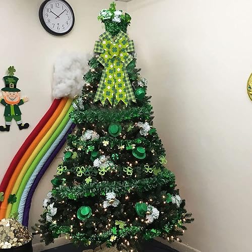 Miniatura 4 de Lazos de corona de San Patricio lazos de herradura sombrero de trébol verde lazo de arpillera para coronas lazos de cinta del día de San Patricio