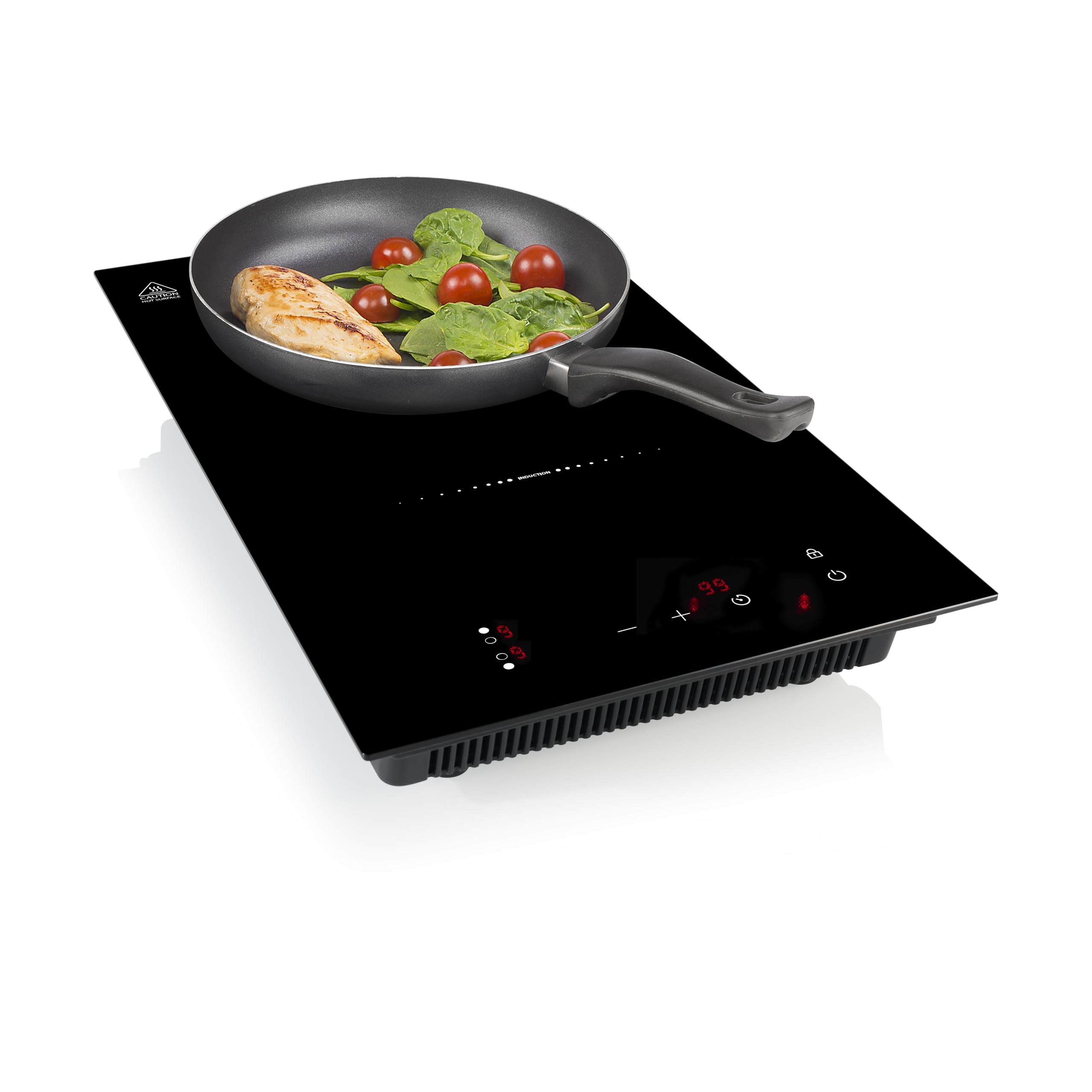 Princess Placa de inducción doble, empotrable o de sobremesa, 3300 W, control táctil LCD, temporizador, apagado automático, protección contra sobrecalentamiento, fácil limpieza, 303015