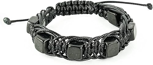 Karelian Heritage Genuine Shungite Shambhala Macrame and Arachne Bracelet Shungite Stone Jewelry for Men Women Natural Black Stone Macrame
