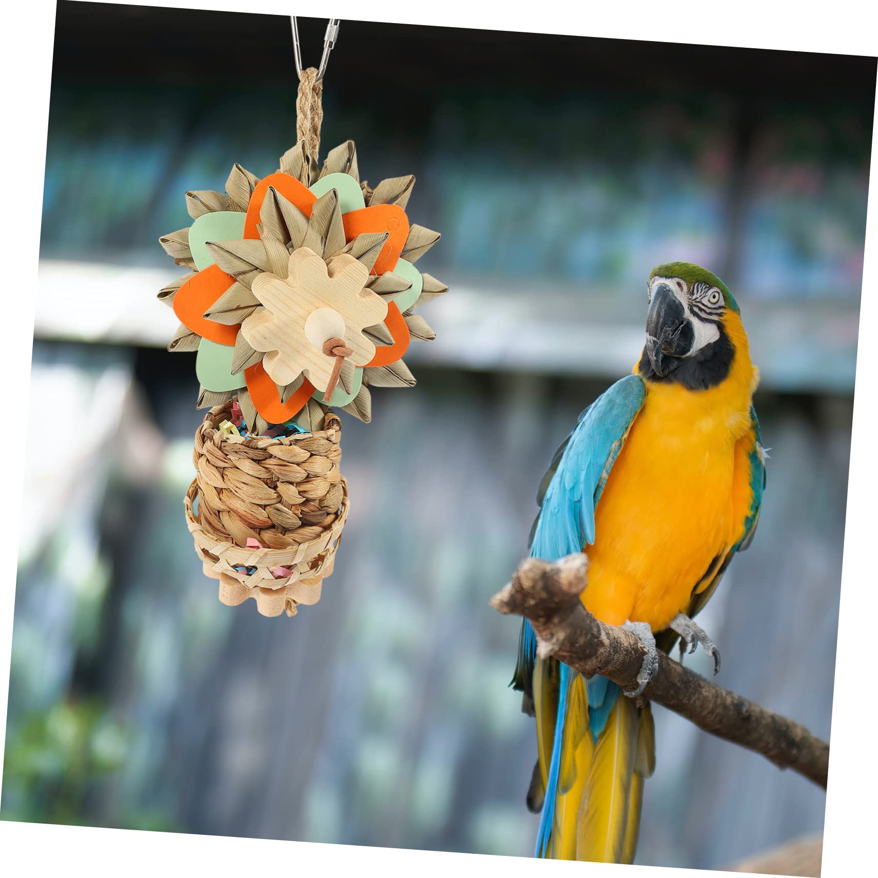 minkissy 3stücke Praktisches Vogelspielzeug Aus Naturmaterialien Bissfestes Papageien-kauspielzeug Für Wellensittiche Hängespielzeug Für Vögel Mit Multifunktionalem Design Bunten