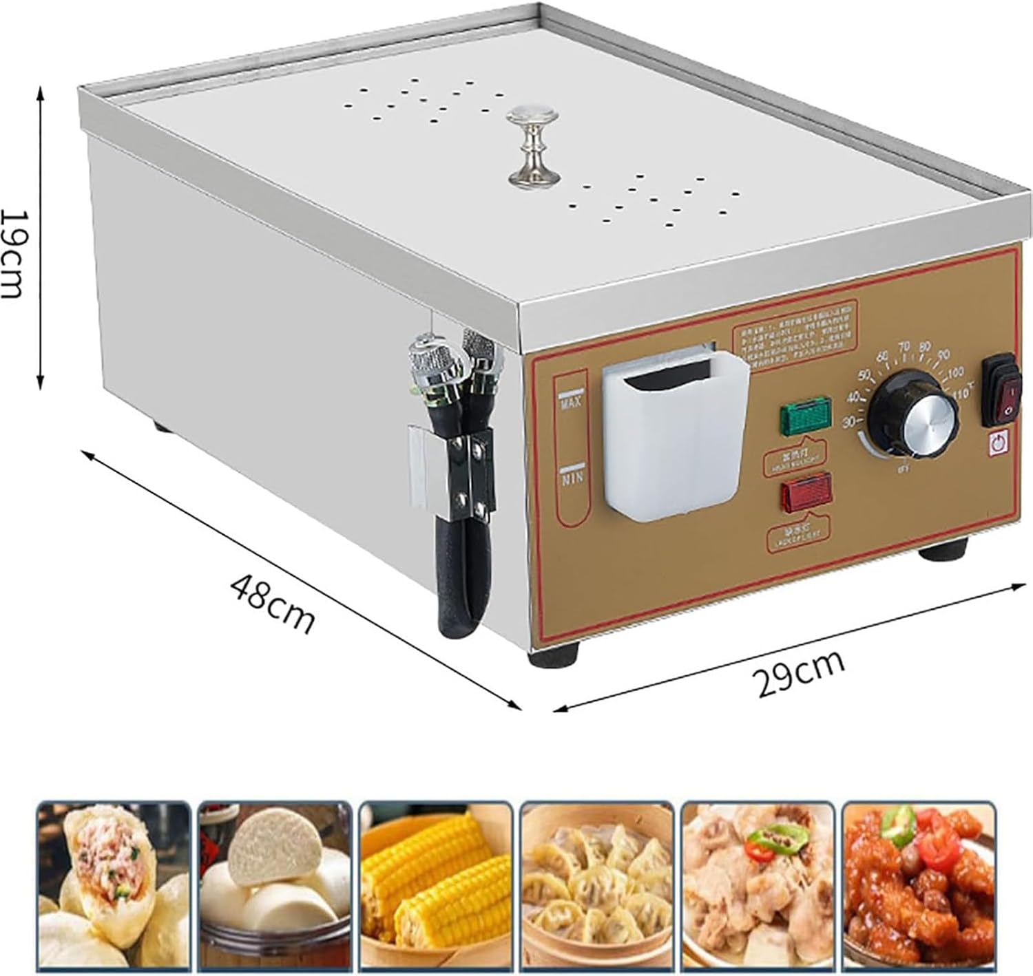 Electric Steamed Bun Machine, Commercial Food Steamer with Adjustable Temperature 30~110°C and Independent Water Supply for Efficient Cooking