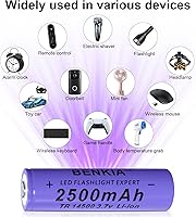 Vista 2 de 14500 Rechargeable Battery 3.7Volt Li-ion Batteries Button Top 2500mAh Large Capacity for Headlamp Flashlight (4 Pack)