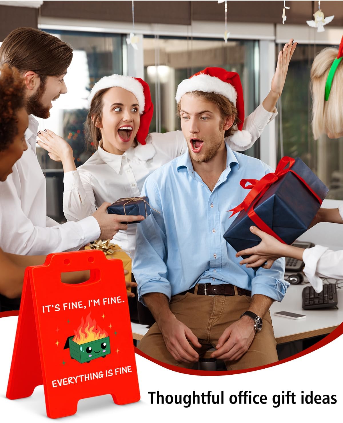 Dumpster Fire Desk Accessories Desk Signs - Funny Office Gifts for Coworkers, Cute Dumpster Fire Gifts, I'm Fine Everything is Fine Office Decor for Women Men - Image 7