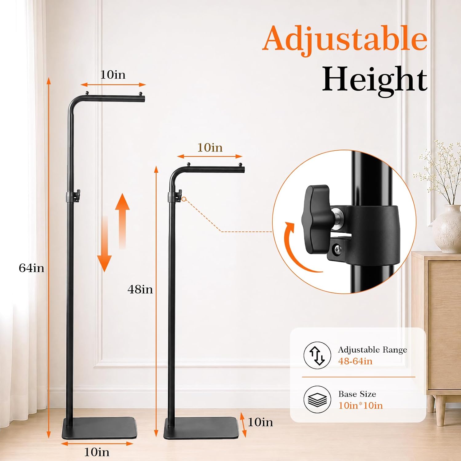 Adjustable Shirt Display 48-64in Clothing Display Metal Shirt Display Stand
