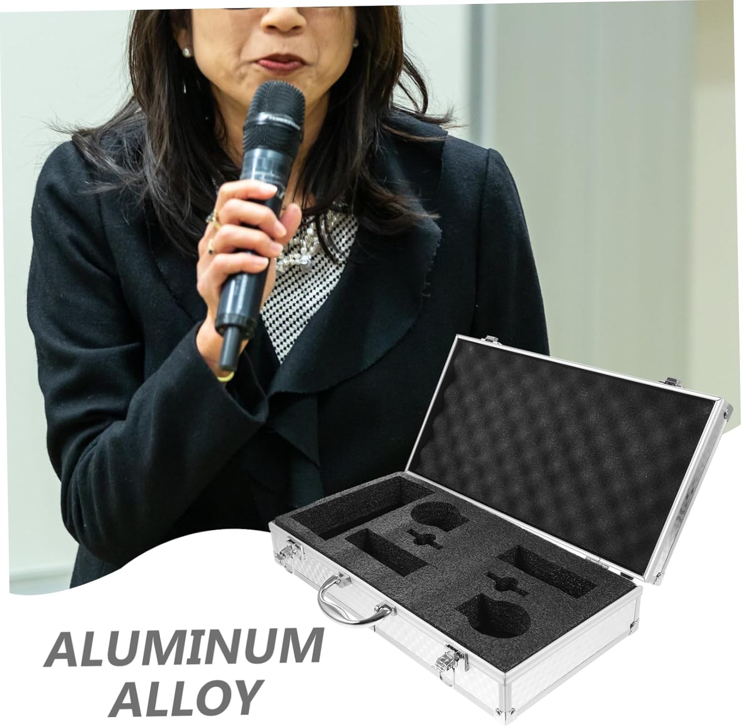 Handheld Microphone Case for Microphones Portable Travel Storage Shock-absorbing Padding Protective Box for Ktv and Events