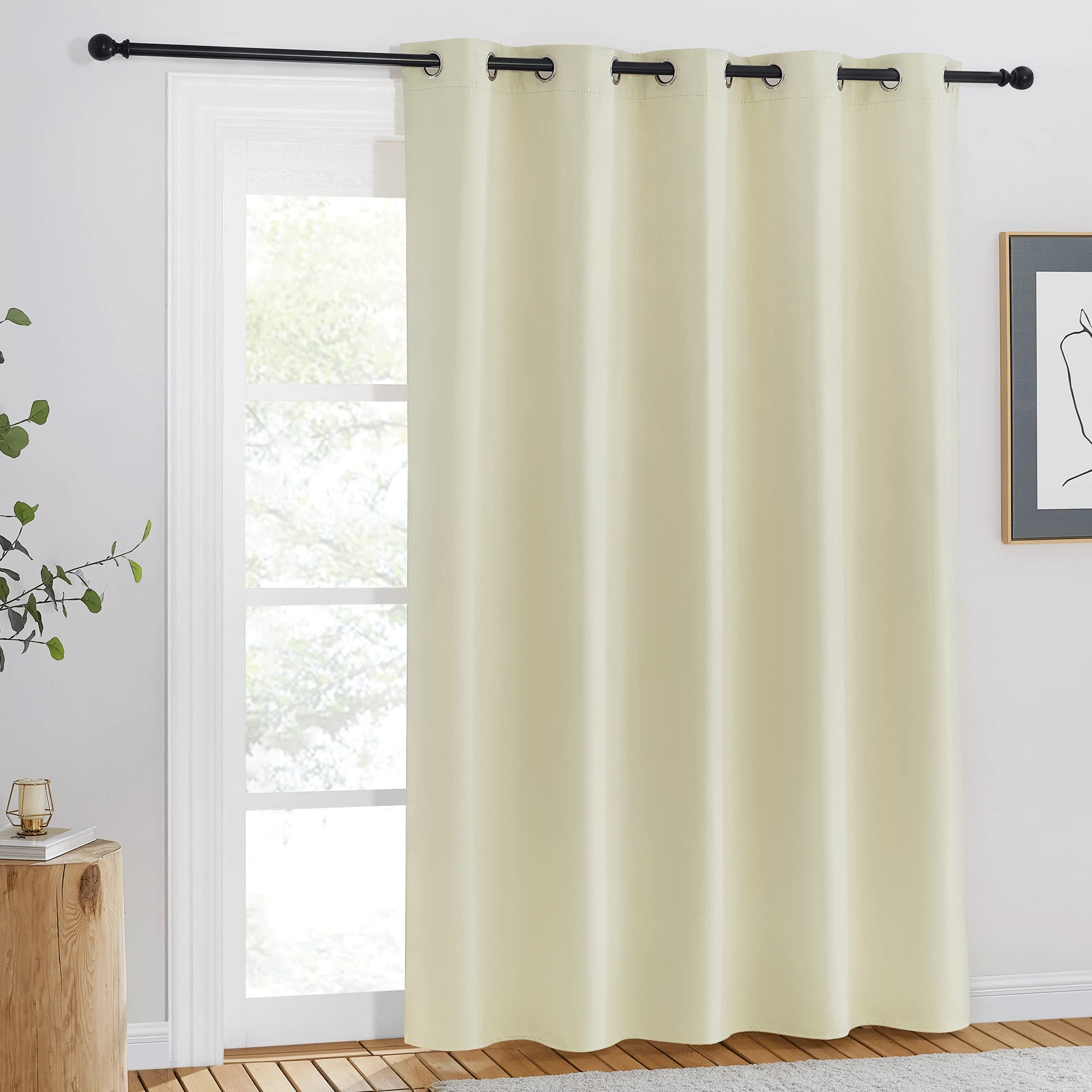 NICETOWN Room Darkening Beige Curtain 84 inch Length - Grommet Solid Thermal Insulated Doorway Drape Blackout Curtain Sound Reducing for Bedroom/