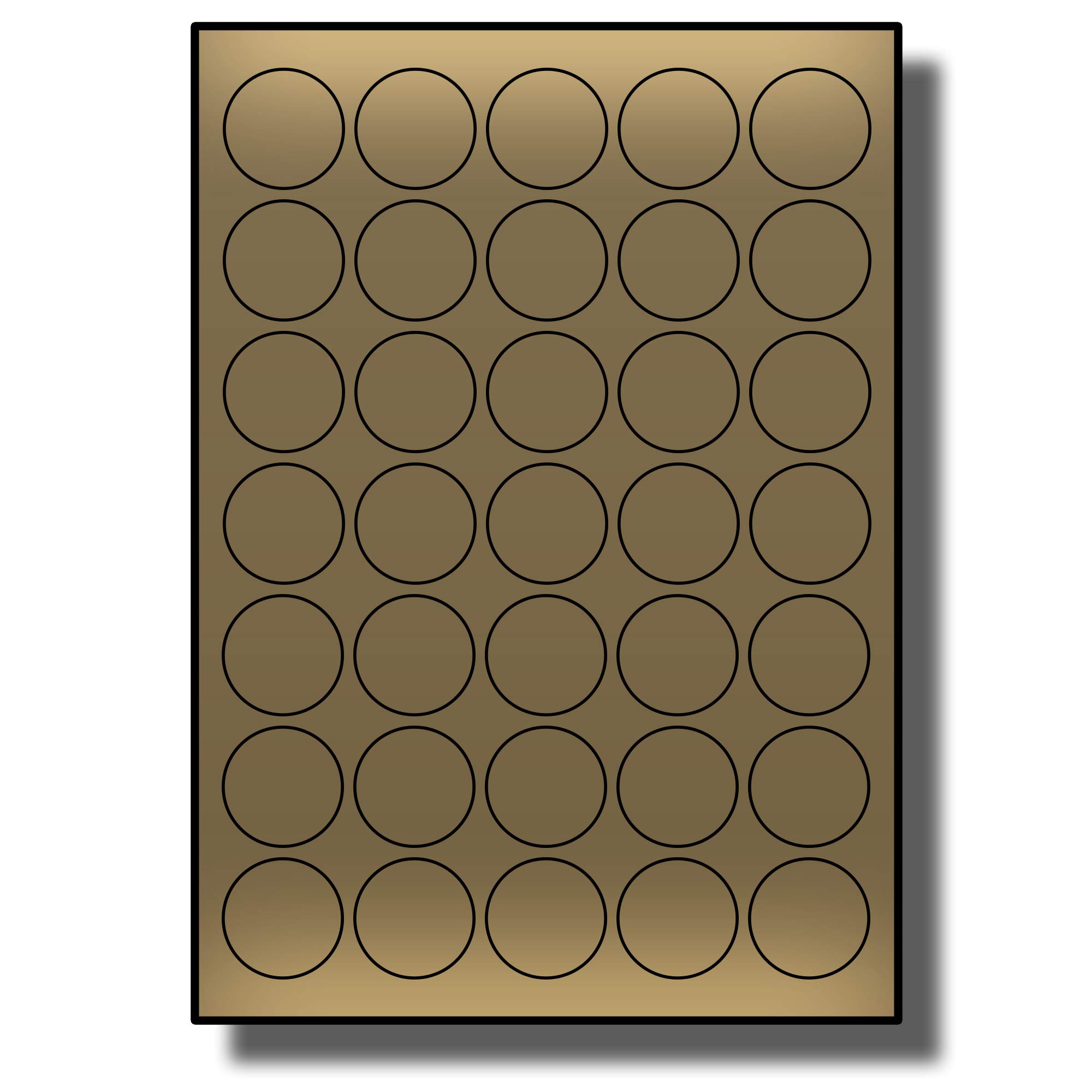 Label Planet® 35 Per Page/Sheet, 50 Sheets (1750 Round Metallic Gold Sticky Labels), Coloured A4 Circular Circle Dots for Pricing/Labelling/Coding, for Laser Printers Only, LP35/37R M, 37MM ⌀ Circles — image 1