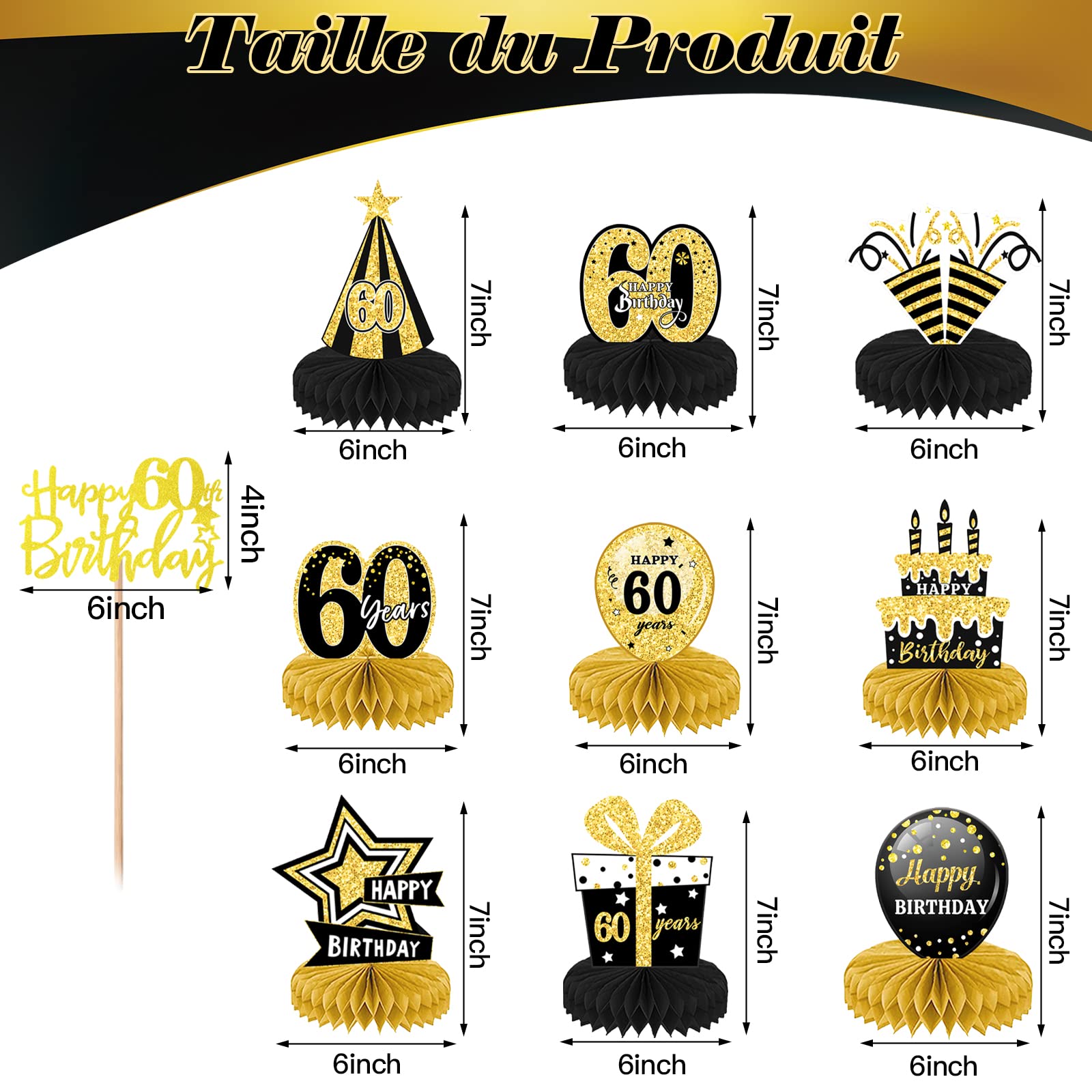 Centre de Table Anniversaire 60 Ans Argent - Deco anniversaire pas cher