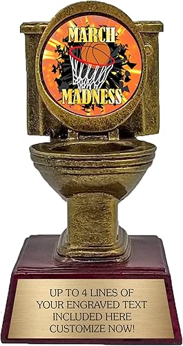 Trophy for Madness Premio del inodoro de marzo para torneo de baloncesto Trofeos perdedores o ganadores para adultos Personalizado con grabado y