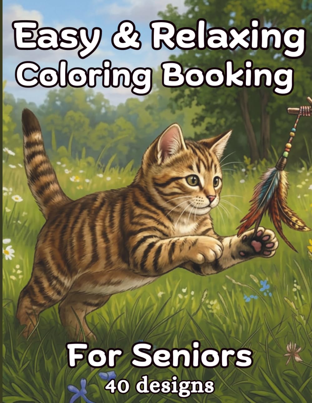Easy & Relaxing Coloring Book for Seniors: 40 Bold & Easy Large Print Designs for Dementia, Alzheimer's, and Memory Support