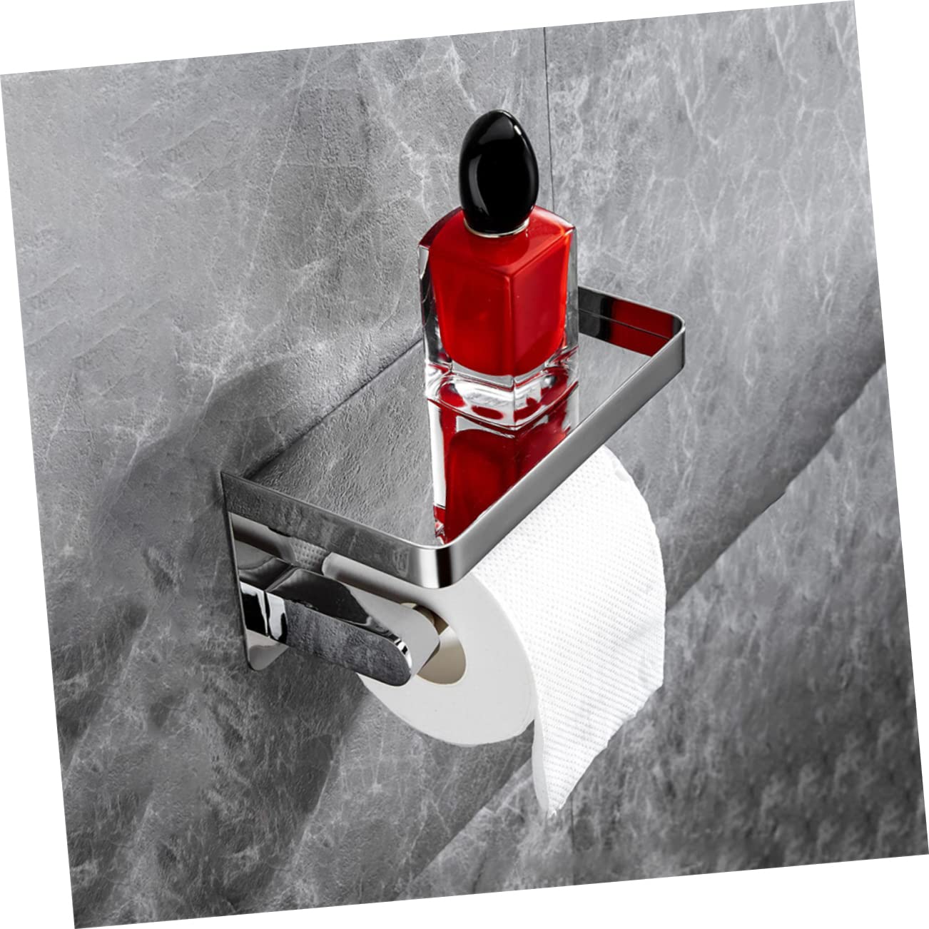 NUOBESTY Porta Carta senza Sbiadire da Muro in Acciaio Inossidabile Igienica Argento con Ripiano Porta Telefono Resistente per Bagno e Cucine