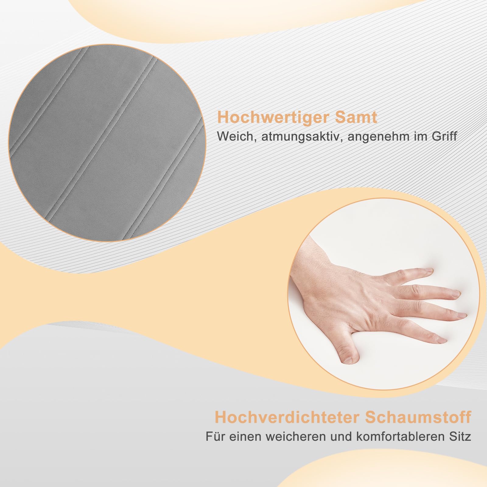 WOLTU Esszimmerstühle 6er Set, Schwingstuhl mit hoher Rückenlehne