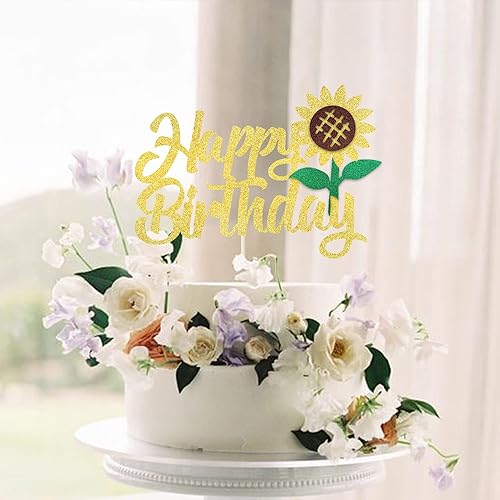 Miniatura 5 de 1 paquete de decoración de pastel de feliz cumpleaños con purpurina de girasol para pasteles, baby shower, niños, cumpleaños, verano, baby shower,