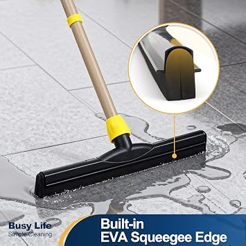 Yocada Floor Squeegee Scrubber Adjustable Telescopic Pole Heavy Duty 54.3 | Household Broom EVA Foam Blade for Garage Courtyard Shower Bathroom Floor Marble Glass Tile Water Foam Cleaning