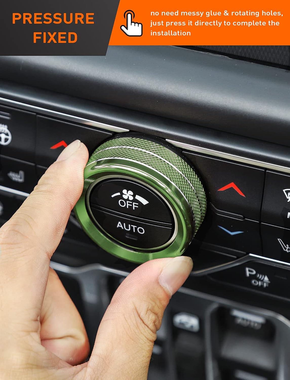 Savadicar HVAC Climate Control Panel Knob Trim Kit & Light Control Switch Cover, Air Conditioner Knob Aluminum Alloy Ring for 2018-2024 Jeep Wrangler JL JLU & Gladiator JT, Interior Accessories, Green