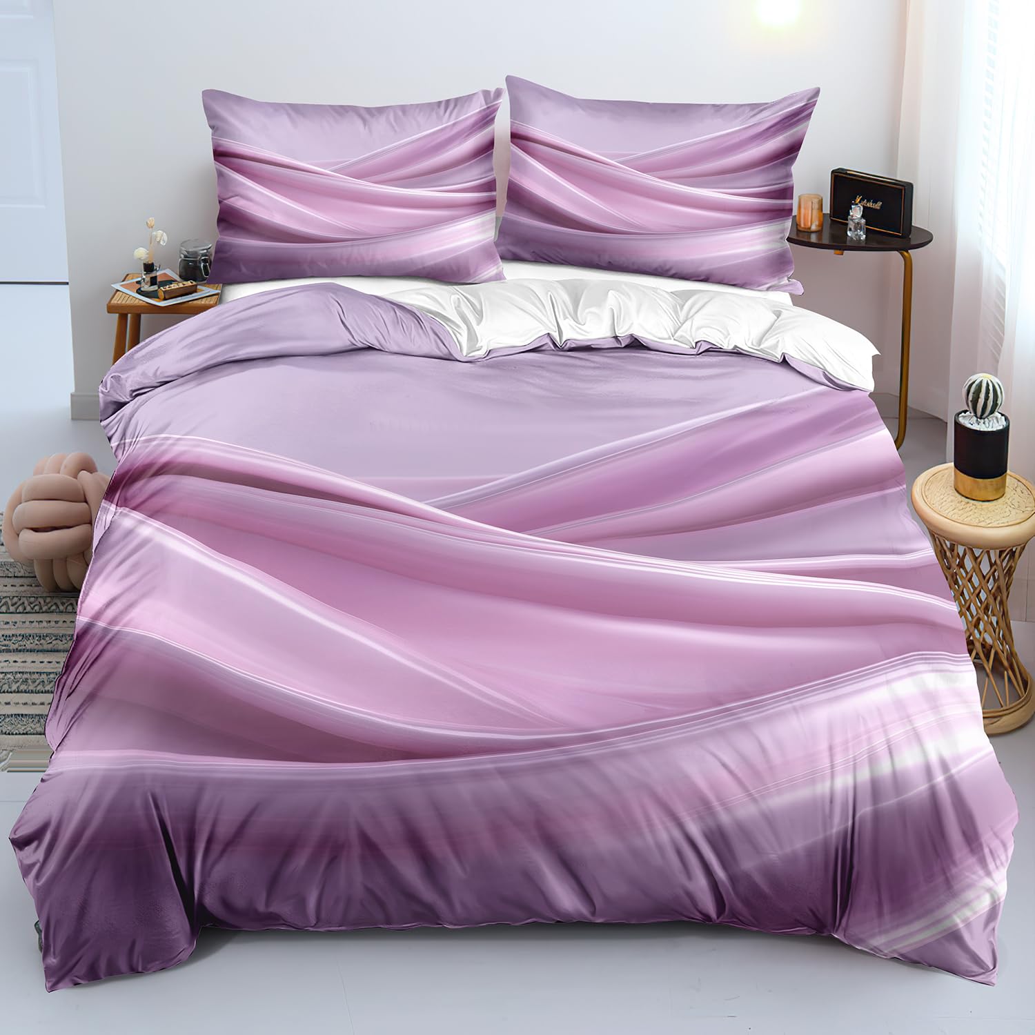 Parure de lit violette 240x220 pour relooker une chambre de fille ou femme
