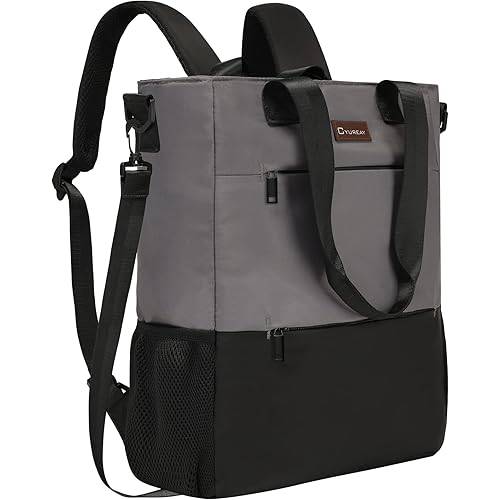 CYUREAY Convertible Backpack Tote Women Laptop Daypack Water Resistant Casual Backpack for Work Computer Fits 15.6-Inch Laptop & Tablet, Grey