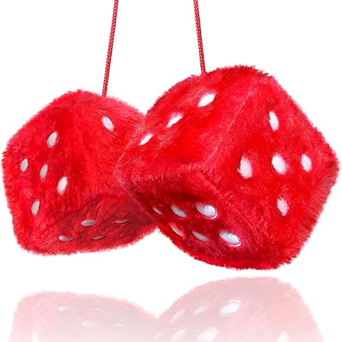 Miniatura 15 de Accesorios de automóvil de dados peludos rosados – Accesorios de coche de felpa para interior – Decoración de adorno colgante de espejo retrovisor