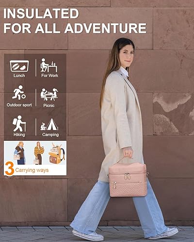 Miniatura 2 de Capolo Lonchera para mujeres, hombres y adultos, lonchera aislada, a prueba de fugas, con correa extraíble, lindas bolsas de almuerzo térmicas,