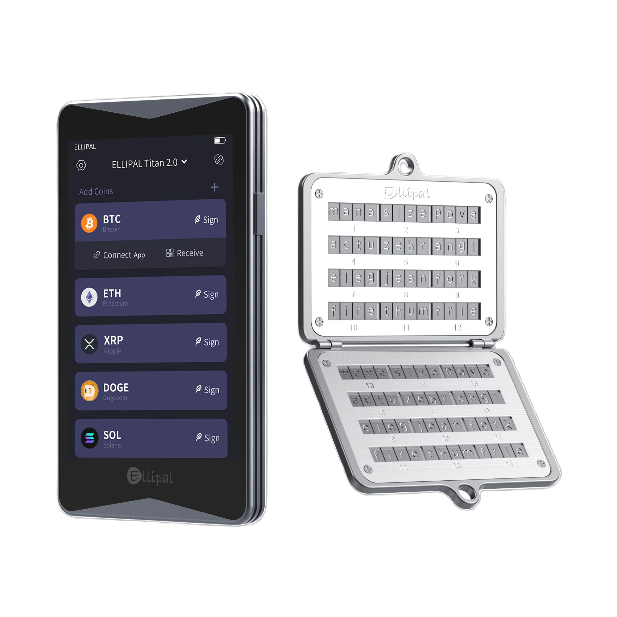 ELLIPAL Titan 2.0 Crypto Wallet Bundle – Air-Gapped Cold Storage Hardware Wallet with Seed Phrase Steel Backup for Bitcoin, Ethereum, XRP, NFTs & 10,000+ Tokens