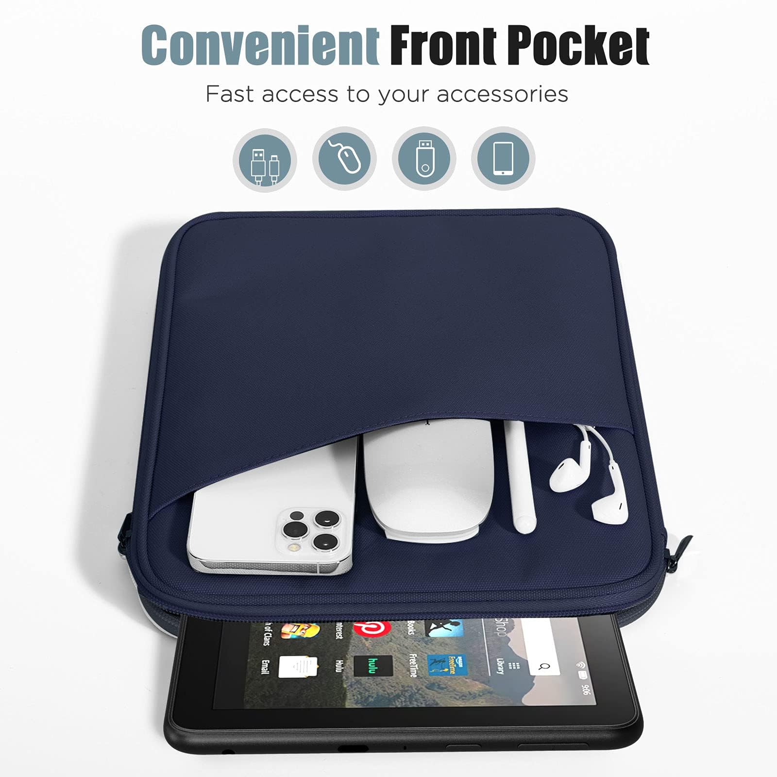 TiMOVO 8-9 Inch Tablet Sleeve Case for All-New iPad Mini 7 (A17 Pro, 2024), iPad Mini 6 (8.3-Inch, 2021), iPad Mini 5/4/3/2/1, Portable Protective Pouch Bag for iPad Mini, Indigo