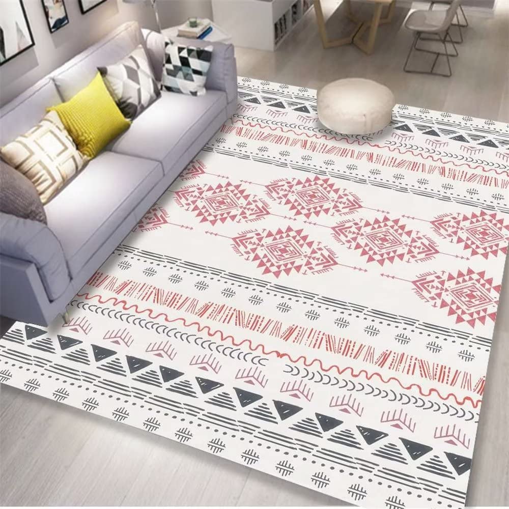Tapis enfant chambre fille rouge résistant aux taches pour protéger le revêtement de sol