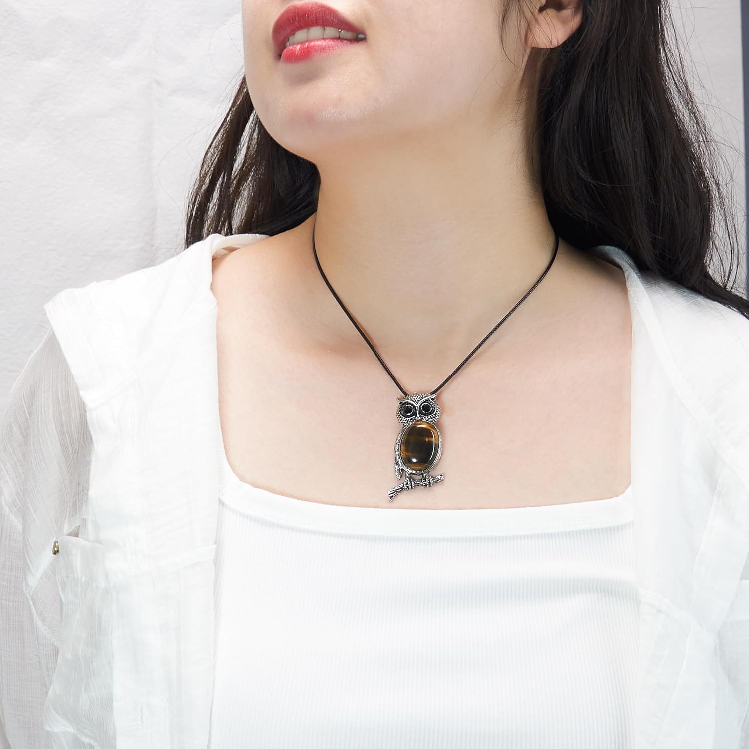 6 Pieces Owl pendant Natural Stone Pendants Healing Crystal Stone Gemstone Charms for Jewelry Making Necklace Reiki Spiritual Energy Lucky Owl Gift - Image 5